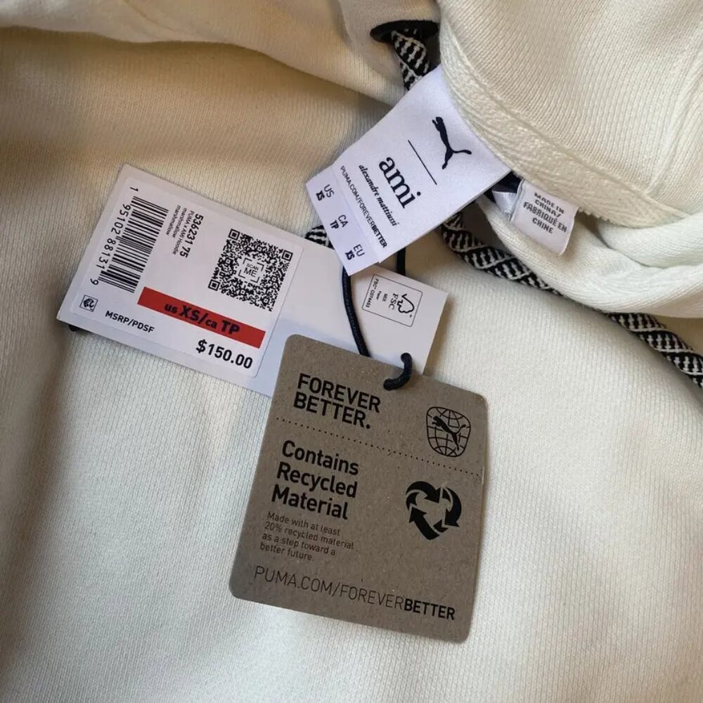 NWT PUMA x AMI Hoodie, Marshmallow, Size:XS - Picture 6 of 9